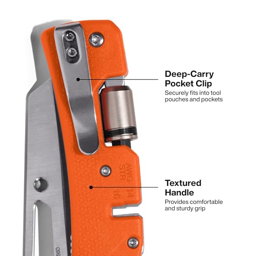 Klein Tools 44056D Electrician's Pocket Knife with Driver, Sheepsfoot Blade, Wire-Stripping Notch, Removable 1/4-Inch Slotted and #2 Phillips Bit, 90 and 180-Degree Driver Locking Positions