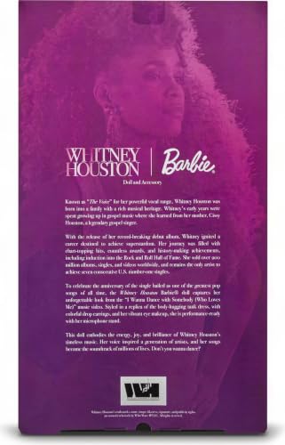 Barbie Whitney Houston Signature Collectible Doll | Wearing Purple Tank Dress, Doll Sculpted to Likeness With Brown Curly Hair, Wearing Look from Music Video