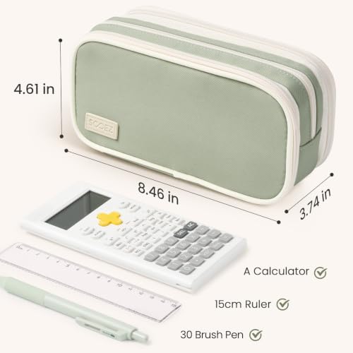 Sooez Large Capacity Pencil Case Pouch, Cute Pencil Pouch Pencil Bag | 3 Compartment, Aesthetic Pen Case with Zipper, Stationery Organizer, School Supplies for Teen Girl Boy Women Men, Black