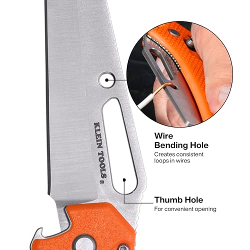 Klein Tools 44056D Electrician's Pocket Knife with Driver, Sheepsfoot Blade, Wire-Stripping Notch, Removable 1/4-Inch Slotted and #2 Phillips Bit, 90 and 180-Degree Driver Locking Positions