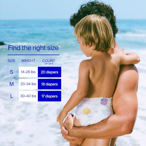 Coterie Baby Swim Diapers, Size Medium (20-34 lbs), 2-Pack | Includes 36 total swim diapers (2-Packs x 18), perfect for pool & beach, hypoallergenic, plant-based, no-swell design