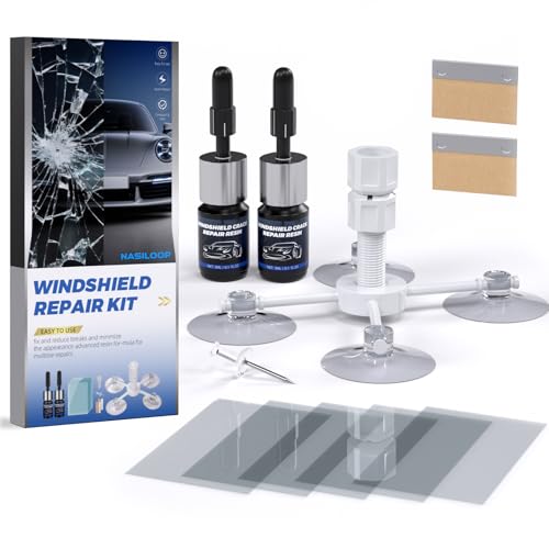 Windshield Chip Repair Kit,2 Bottles Car Glasses Repair kit | Quick and Efficiency Windshield Repair Kit with Suction Cup for All Cracks, Bulls-Eye and Star-Shape Cack