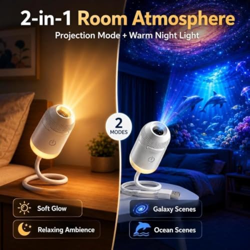 Galaxy Projector, Ocean Projector, 5D Holographic Night Light Projector, Plug and Play Hd Star Projector, 360° Adjustable Hd Galaxy and Ocean Projector for Bedroom Ceiling，Ocean & Galaxy 24pc