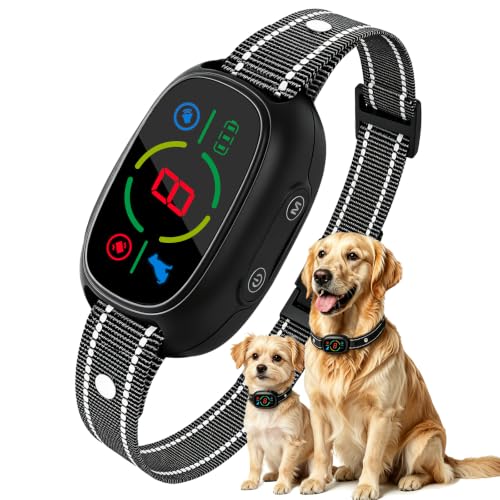 Dog Bark Collar for Large Medium Small Dogs 8-150lbs 1Pack | 8 Sensitivity Levels, 3 Safe Training Modes, Rechargeable Auto Smart Anti Barking Device Black