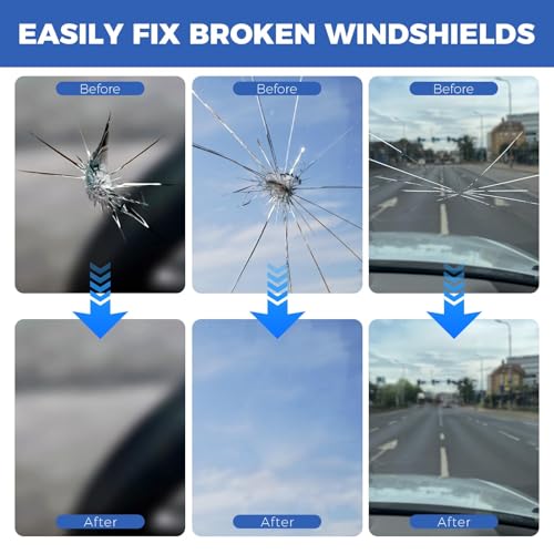Windshield Chip Repair Kit,2 Bottles Car Glasses Repair kit | Quick and Efficiency Windshield Repair Kit with Suction Cup for All Cracks, Bulls-Eye and Star-Shape Cack