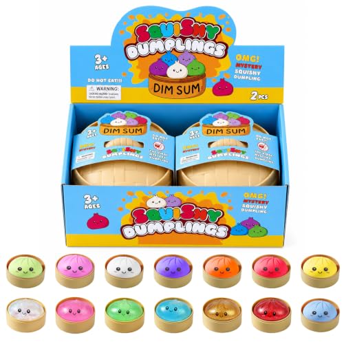 2PCS Squishy Mystery Box, Stress Relief for Desk Decor, Squeeze Toys | Random 2 of 14 Colors, Cute Squishy Toys, Sensory Fidget Toys for Anxiety Relief, Party Favors, Birthday Gifts & Desk Toys