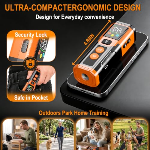 Dog Bark Deterrent Device, 3X Ultrasonic Anti Barking Device for Dogs with 6 Modes & 5 Adjustable, Portable Dog Barking Silencer & Bark Stopper, Dog Whistle to Stop Barking Indoor Outdoor Up to 65 FT
