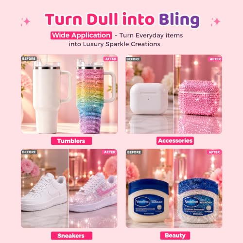 68,000Pcs 48 Colors Bedazzling Kit, 3mm Resin Jelly Flatback Rhinestones | Complete Bedazzler Kit with 100ml B7000 Glue & All Tools, Perfect for DIY Crafts, Diamond Art & Decorating