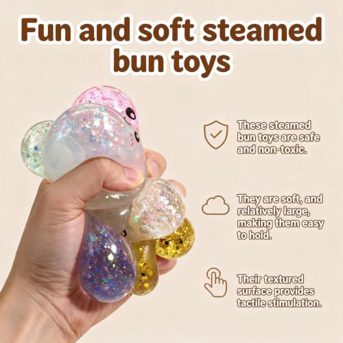 4PCS Dumpling Squeeze Toys, Squishy Mystery Box, Relief for Desk Decor,Cute Squishy Toys, Sensory Fidget Toys for Anxiety Relief, Party Favors Birthday Gifts & Desk