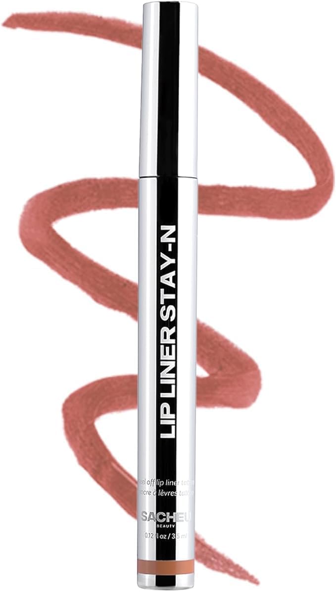 Sacheu Lip Liner STAY-N Peel Off Lip Stain ‰ÛÓ Long Lasting Waterproof Lip Tint with Hyaluronic Acid & Vitamin E ‰ÛÓ Transfer Proof Matte Finish, Vegan & Cruelty-Free (p-INKED)