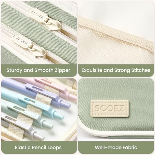 Sooez Large Capacity Pencil Case Pouch, Cute Pencil Pouch Pencil Bag | 3 Compartment, Aesthetic Pen Case with Zipper, Sturdy Stationery Organizer, School Supplies for Teen Girl Boy Women Men, Pink