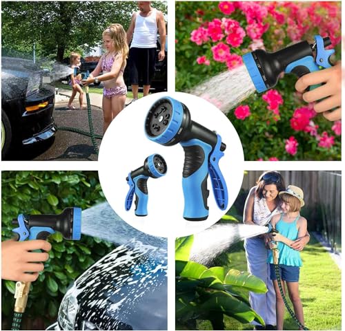 100 ft Expandable Garden Hose - Kink Free Flexible Water Hose 100ft with 10 Pattern Spray Nozzle, 3/4 Solid Brass Connectors, Retractable Latex Core - Lightweight Expanding Hose