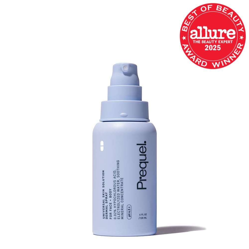 Prequel Skin Universal Skin Solution Hypochlorous Acid Spray for Face and Body. Fine Mist HOCL Facial Cleanser and Dermal Spray with Minerals & Electrolyzed Water - pH-Stabilized Care. 4oz