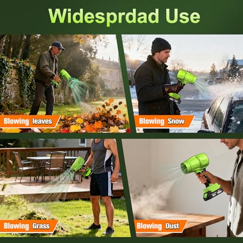 Leaf Blower 2x6.0Ah Battery & Charger,Electric Cordless Leaf Blower(Green) | 990000 RPM High-Speed hand held blower for Lawn Care, Garden,Blowing Snow,Patio, Leaves, Dust