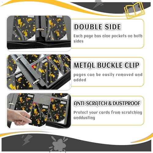 Trading Card Binder 9 Pocket,Card Binder 900 Pockets,Card Book Holder Cards with 50 Removable Sleeves,3-Ring Zip Design MTG/TCG/Sport Collectible Trading Card Albums Gifts for Boys and Girls (Black)