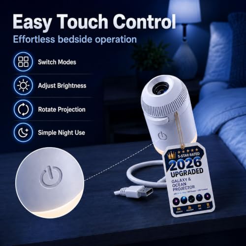 2027 Upgraded Hd Smart Dynamic 5d Holographic Night Light Projector - Plug and Play Hd Star Projector, 360° Adjustable Hd Galaxy and Ocean Projector for Bedroom Ceiling，24 Projection Films