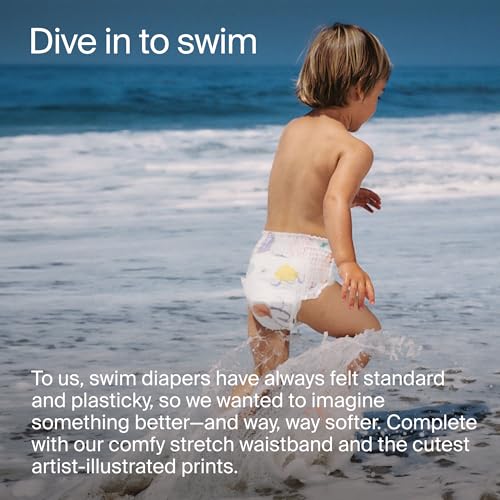 Coterie Baby Swim Diapers, Size Medium (20-34 lbs), 2-Pack | Includes 36 total swim diapers (2-Packs x 18), perfect for pool & beach, hypoallergenic, plant-based, no-swell design