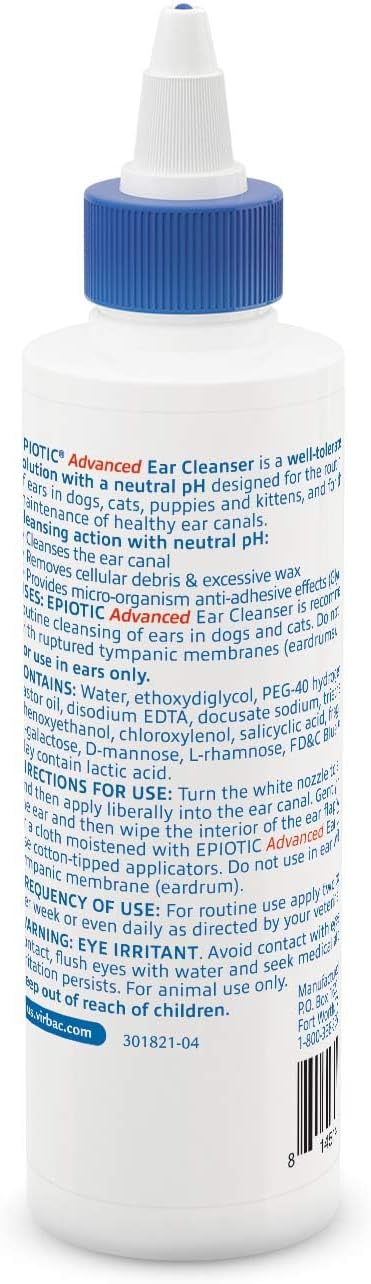 Virbac EPIOTICå¨ Advanced Ear Cleanser | Powerful and Gentle Cleanser For Dogs and Cats of all ages, 4 oz