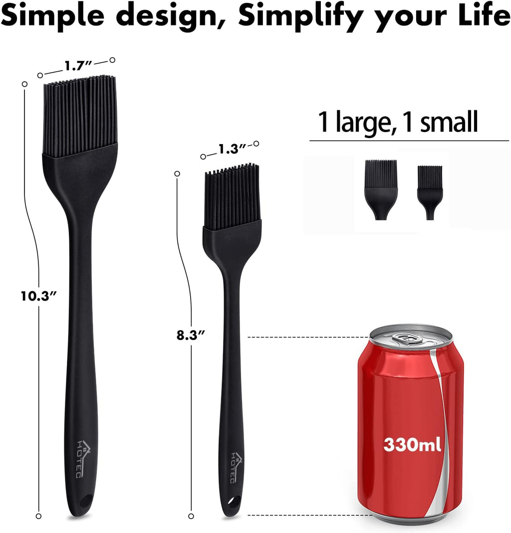 HOTEC 600‰ãä Heat Resistasnt Basting Brushes, BPA Free Silicone Pastry Brush, Spread Oil Butter Sauce Marinades for BBQ Grill Barbecue Baking Kitchen Cooking Dishwasher Safe (Black 2)