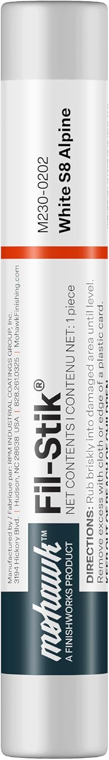 Mohawk Fil-Stik, Wax Putty Stick for Wood Repair, White S8 Alpine, M230-0202, 1 Count