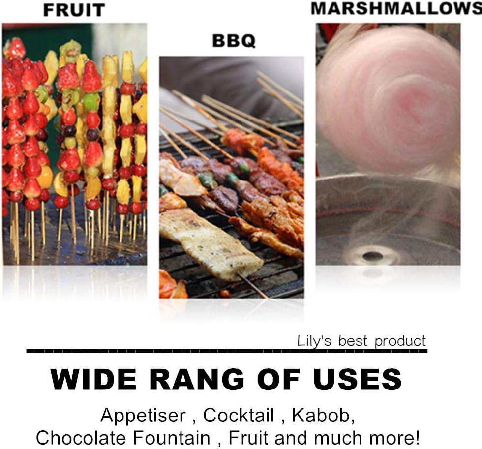 HOPELF 6" Natural Bamboo Skewers for BBQ•?ÎAppetiser•?ÎFruit•?ÎCocktail•?ÎKabob•?ÎChocolate Fountain•?ÎGrilling•?ÎBarbecue•?ÎKitchen•?ÎCrafting and Party. ë?=4mm, More Size Choices 8"/10"/12"/14"/16"/30"(100 PCS)
