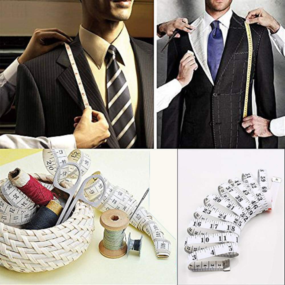 GDMINLO Soft Tape Measure Double Scale Body Sewing Flexible Tailor Craft Vinyl Ruler for Weight Loss Medical Body Measurement, Has Centimetre Scale on Reverse Side 60-inch•?öWhite•?ä