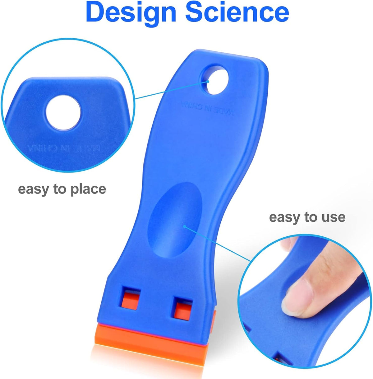 4 Pcs Plastic Razor Blade Scraper and 100 Pcs Blades, Remove Label Decal Tool•?Î Forwithout Scratches Plastic Razor Blade Scraper, Adhesive Remover for Stickers, Gaskets and Paints on Window Car Glass