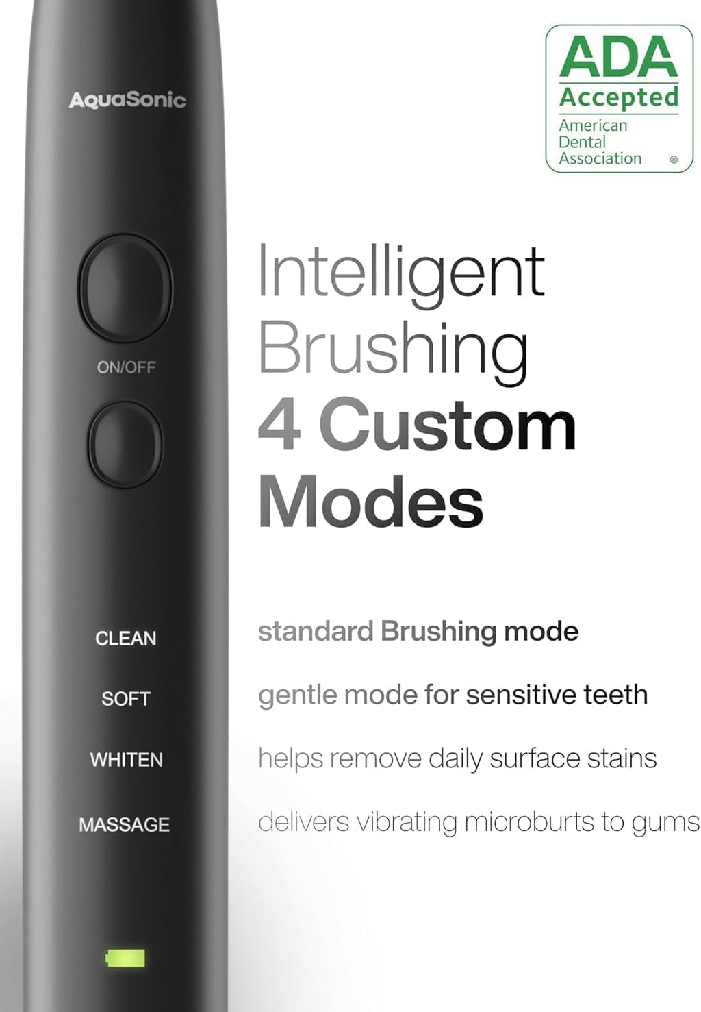 Aquasonic Black Series Ultra Whitening Toothbrush ‰ÛÒ ADA Accepted Electric Toothbrush- 8 Brush Heads & Travel Case ‰ÛÒ 40,000 VPM Electric Motor & Wireless Charging - 4 Modes w Smart Timer