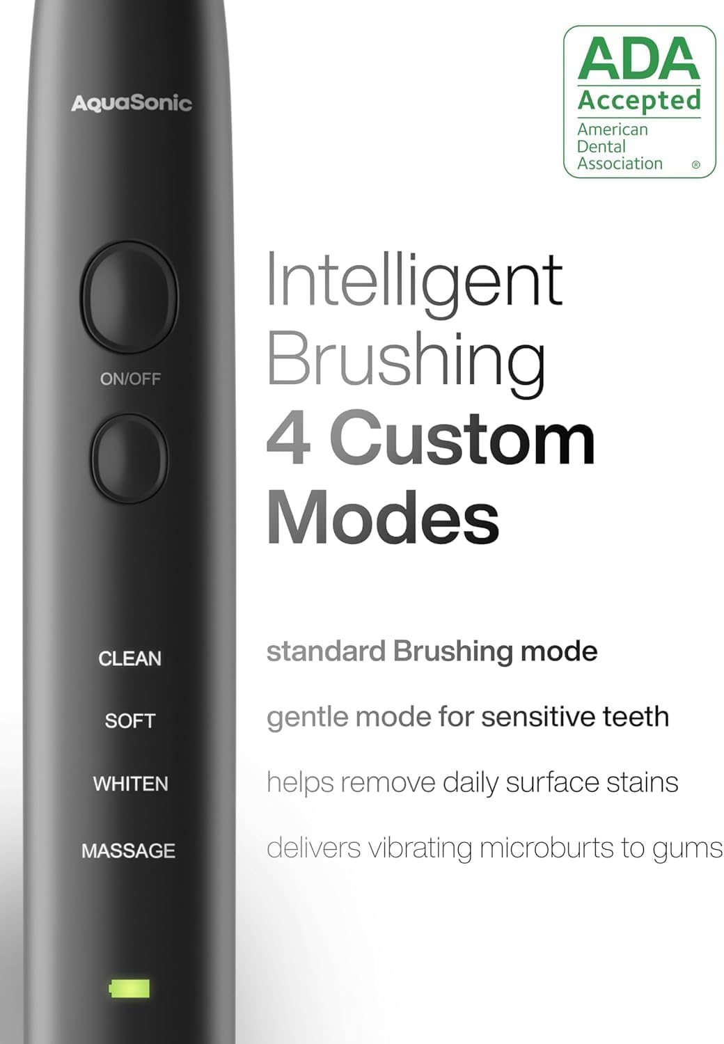 Aquasonic Black Series Ultra Whitening Toothbrush ‰ÛÒ ADA Accepted Electric Toothbrush- 8 Brush Heads & Travel Case ‰ÛÒ 40,000 VPM Electric Motor & Wireless Charging - 4 Modes w Smart Timer