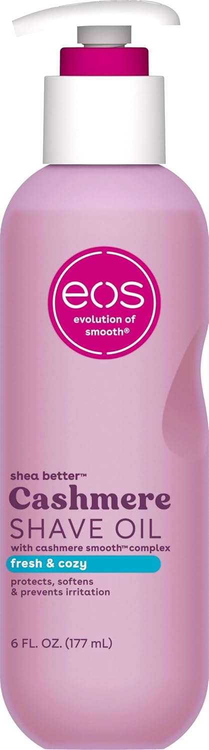 eos Cashmere Shave Oil ‰ÛÒ Fresh & Cozy, Moisturizing Shave Oil with Shea Butter & Glycerin, Helps Prevents Irritation & Razor Burn, Vegan, 6 fl oz