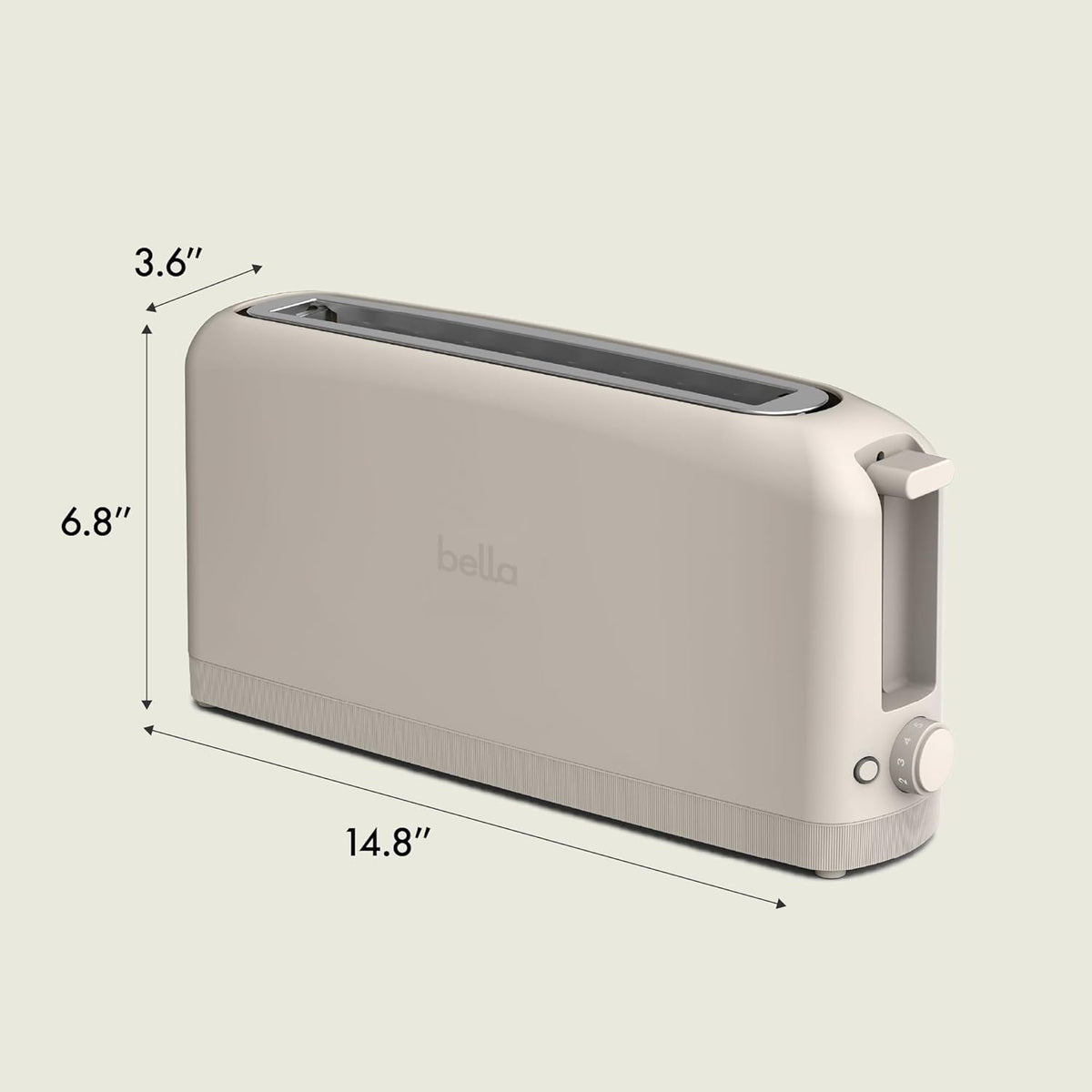 bella 2 Slice Slim Toaster, Fits-anywhere‰ã¢ Kitchenware, 6 Setting Shade Control with Reheat & Cancel Buttons, Fits sourdough, 10‰۝ Long Slot, Anti Jam & Auto Shutoff, 900 Watt, Oatmilk