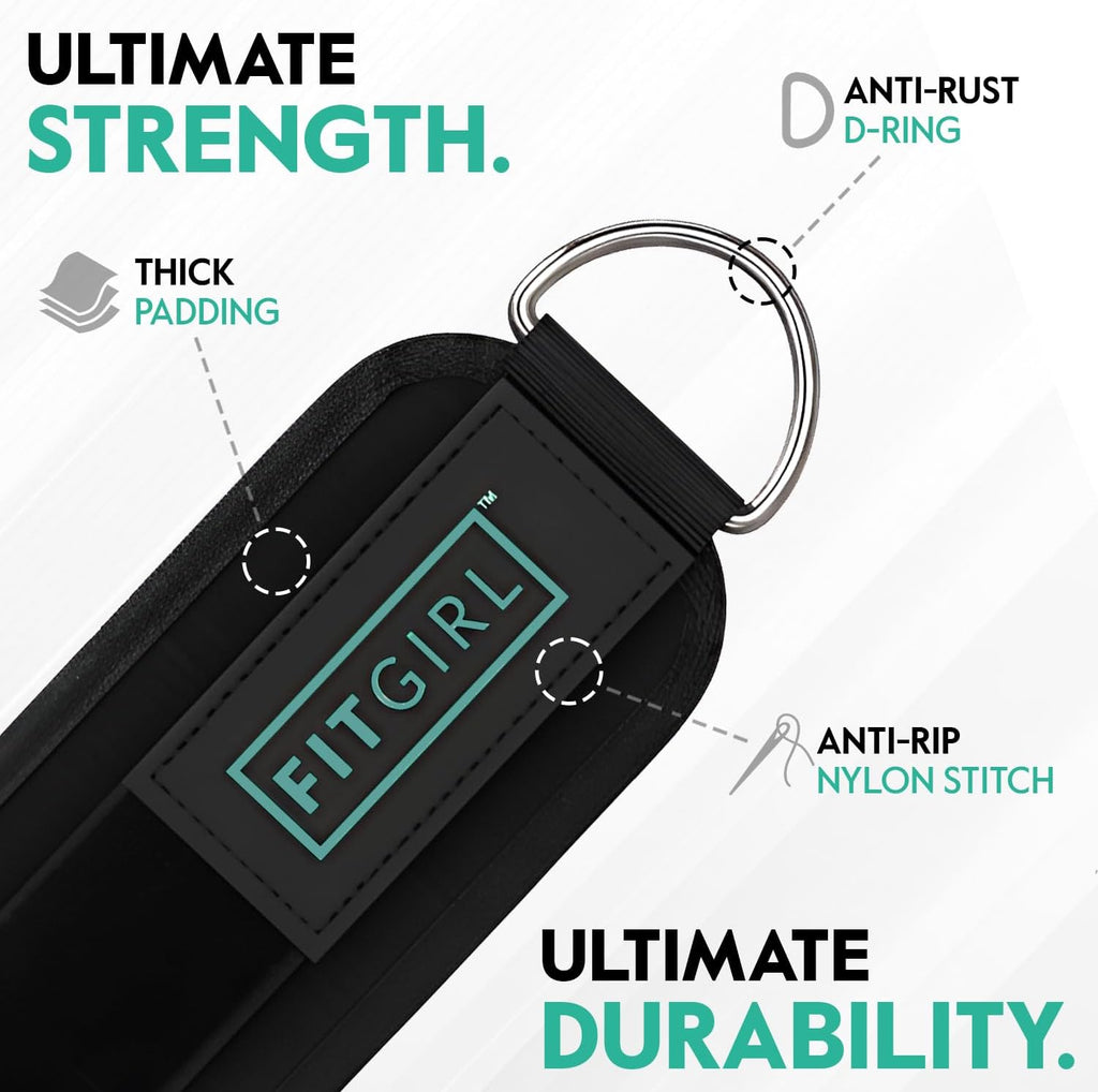 FITGIRL Ankle Strap for Cable Machine ‰ÛÒ Premium Padding and Comfort for Cable Exercise Machines, Cable Exercise Attachment for Home & Gym, Glute Workouts - Kickbacks, Leg Extensions, Hip Abductors