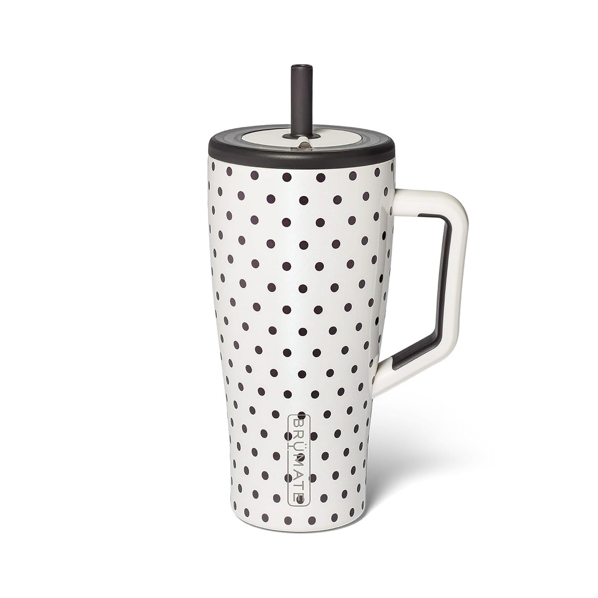 BrüMate Era 30 oz Tumbler with Handle & Straw | 100% Leakproof Insulated Water Bottle Tumbler with Lid & Flexible SoftSip Straw | Made of Stainless Steel | Cup Holder Friendly | 30oz (Polka Pearl)