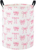 Girls Laundry Hamper Basket, Pink Bowknots | For Nursery Girls, Kids Toys Storage Bin Organizer, Boho Room Decor, Cute Design