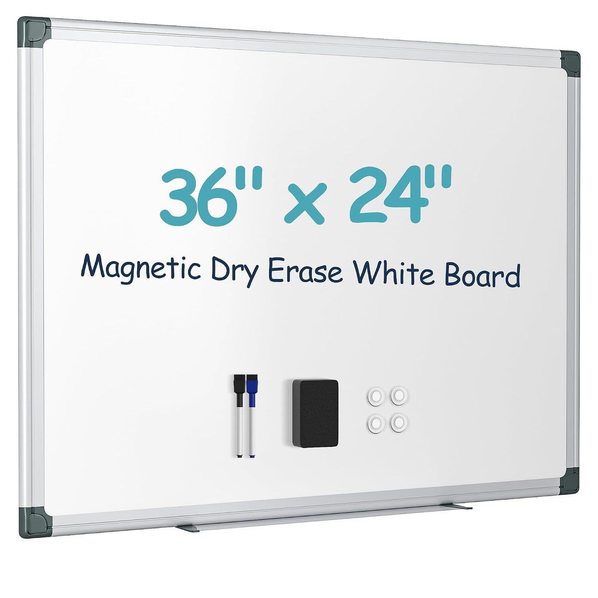 VUSIGN 36" x 24" Magnetic Dry Erase Board for Wall with Aluminum Frame | Markers, Magnets, Eraser & Tray Included, Dry Erase White Board for Office, School, Home