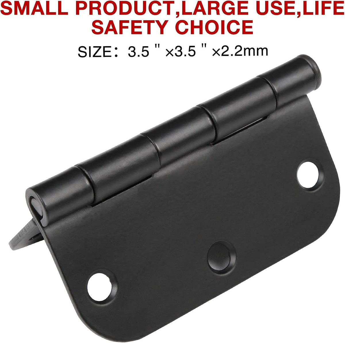 30 Pack Rounded Matte Black Door Hinges 3.5 Inch 5/8" Radius Interior 3 1/2" Flat Iron Bifold Residential Standard Bedroom Indoor for Doors 3 å?"Hardware Control H