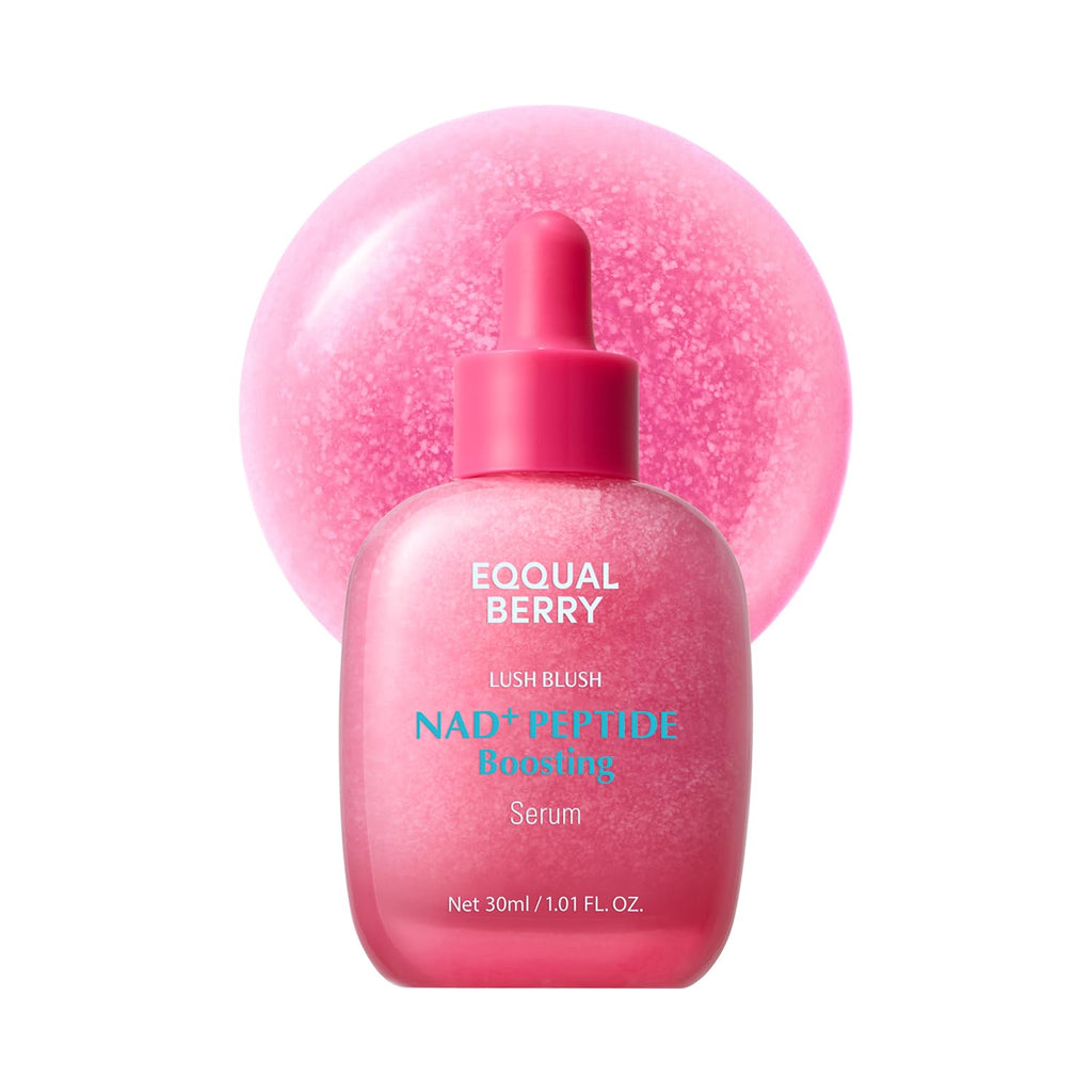 EQQUALBERRY NAD+ Peptide Boosting Serum ‰ÛÒ Niacinamide 2% + 14 Peptides + Vegan Collagen Anti-Aging Korean Skincare Face & Neck & Body Serum | Firming & Lifting Pink Serum (1.01oz / 30ml)