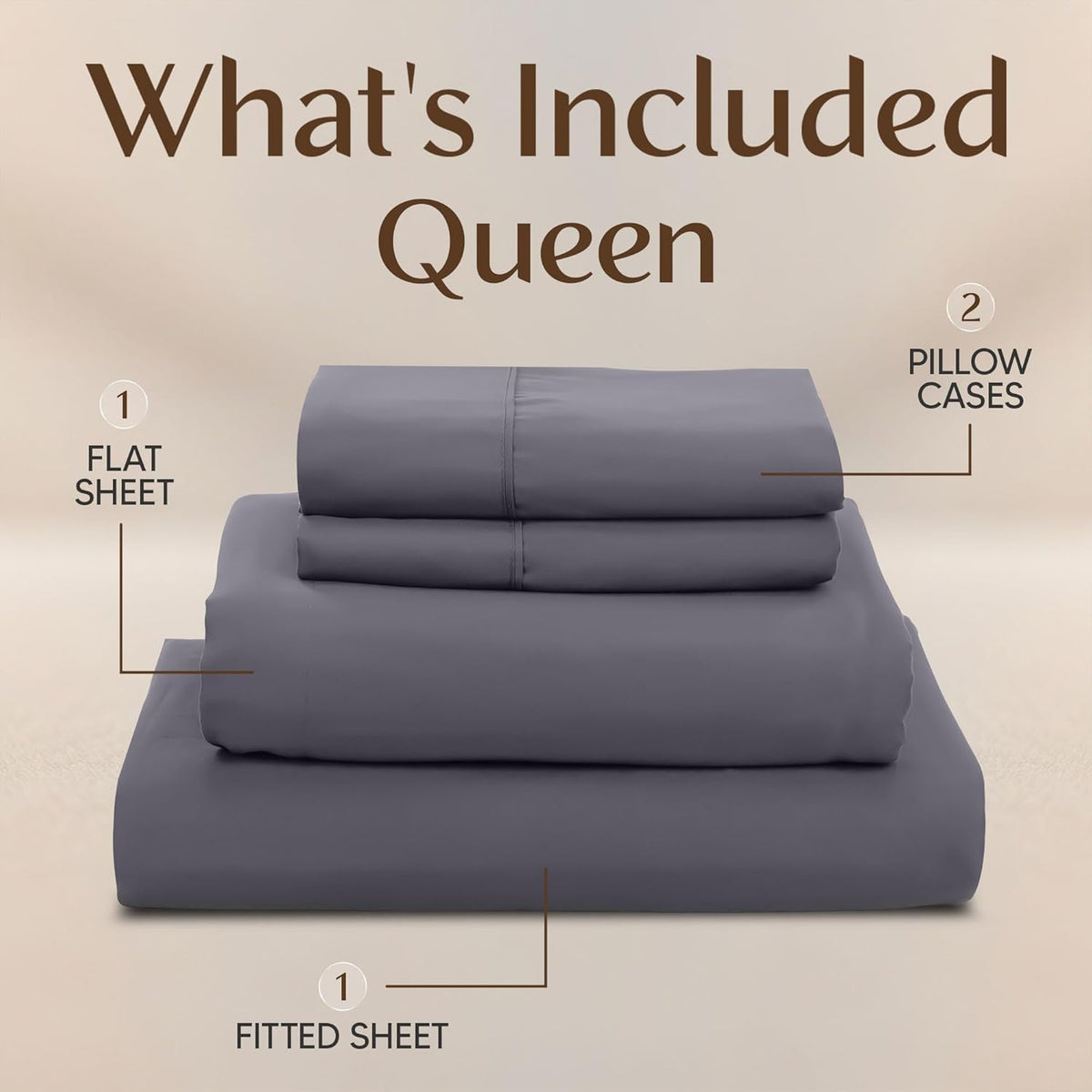 Utopia Bedding Queen Size Sheet Set ‰ÛÒ 4 Piece Bed Sheets, Soft and Breathable Microfiber, Includes 1 Fitted Sheet, 1 Flat Sheet and 2 Pillowcases ‰ÛÒ Oeko Tex (Grey)