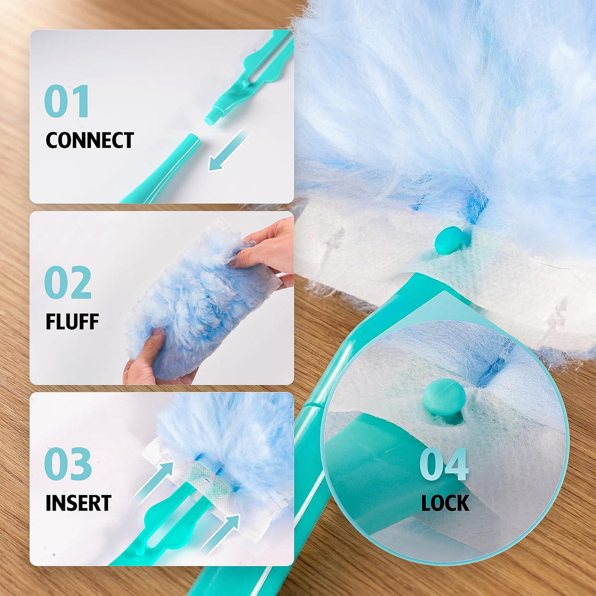 Duster Refill for Swiffer Duster, 30 Count Heavy Duty 2 Side 360å¡ Duster Refills with 1 Handle, 4X Microfibers, Disposable Multi Surface Dusters for Cleaning