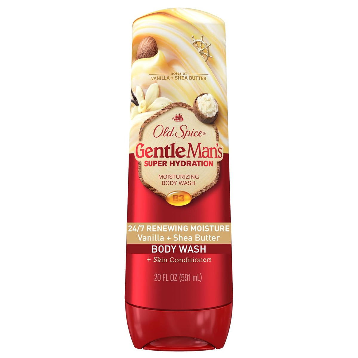 Old Spice Body Wash GentleMan‰۪s Super Hydration for Men, 24/7 Renewing Moisture, Gentle on Skin with Skin Conditioners, Vanilla + Shea Butter Scent, 20 oz