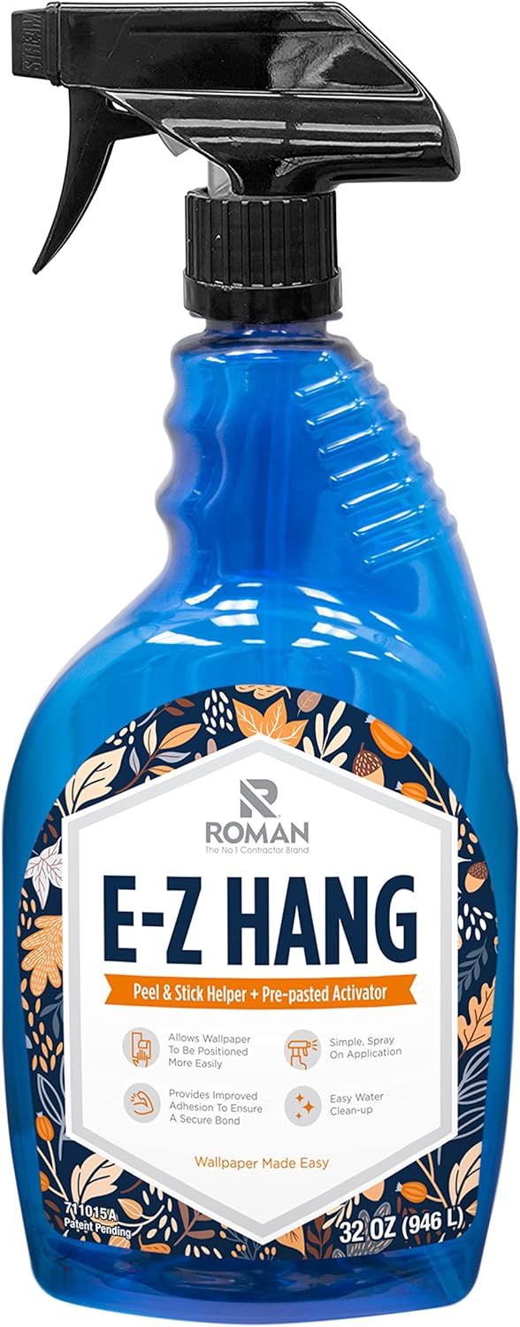 Roman‰۪s E-Z Hang Peel & Stick Wallpaper Helper, Clear, Non-Staining, 32 Fluid Ounces