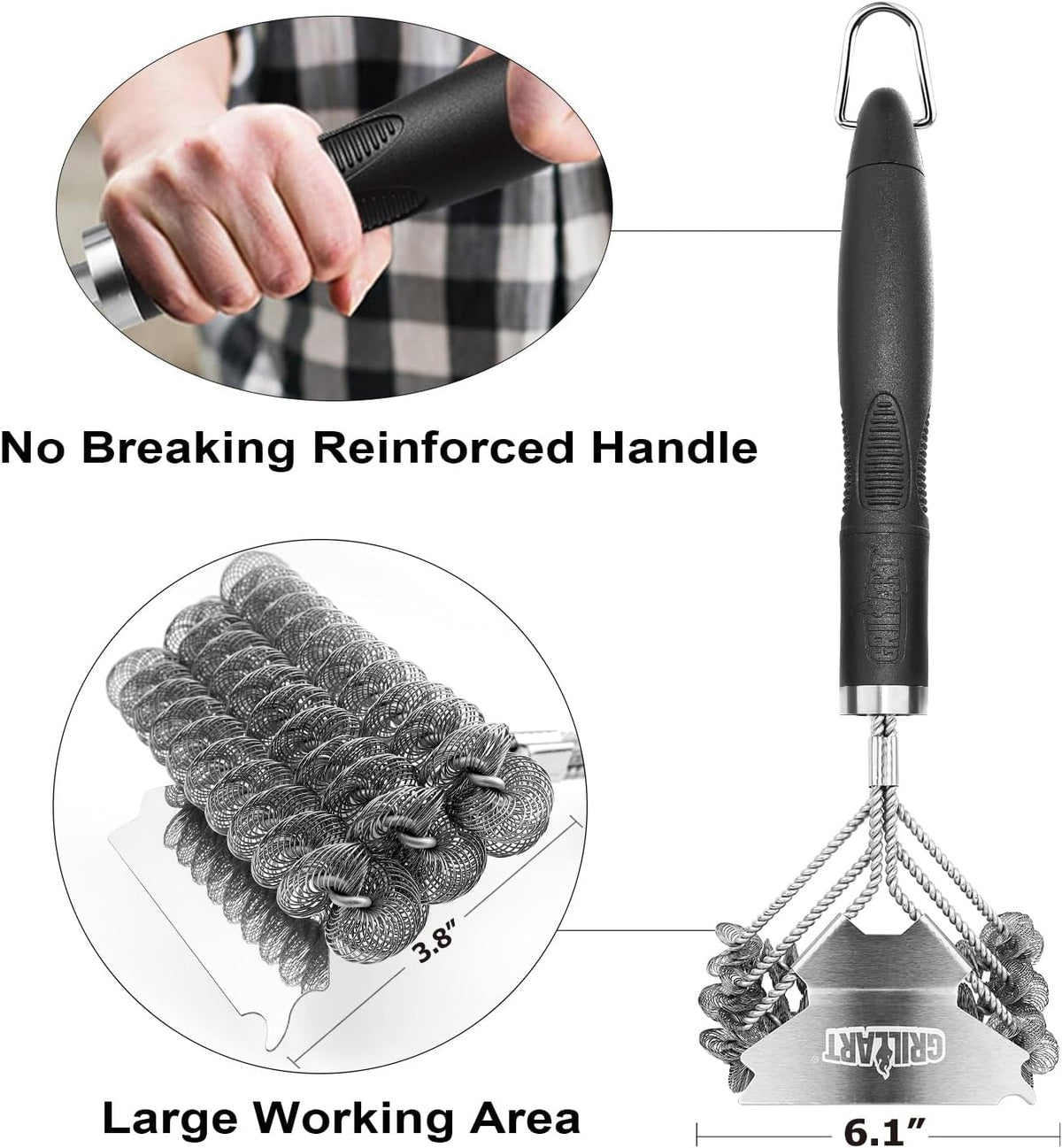 Grill Brush and Scraper Bristle Free ‰ÛÒ Safe BBQ Brush for Grill ‰ÛÒ 18'' Stainless Grill Grate Cleaner - Safe Grill Accessories for Porcelain/Weber Gas/Charcoal Grill ‰ÛÒ Gifts for Grill Wizard