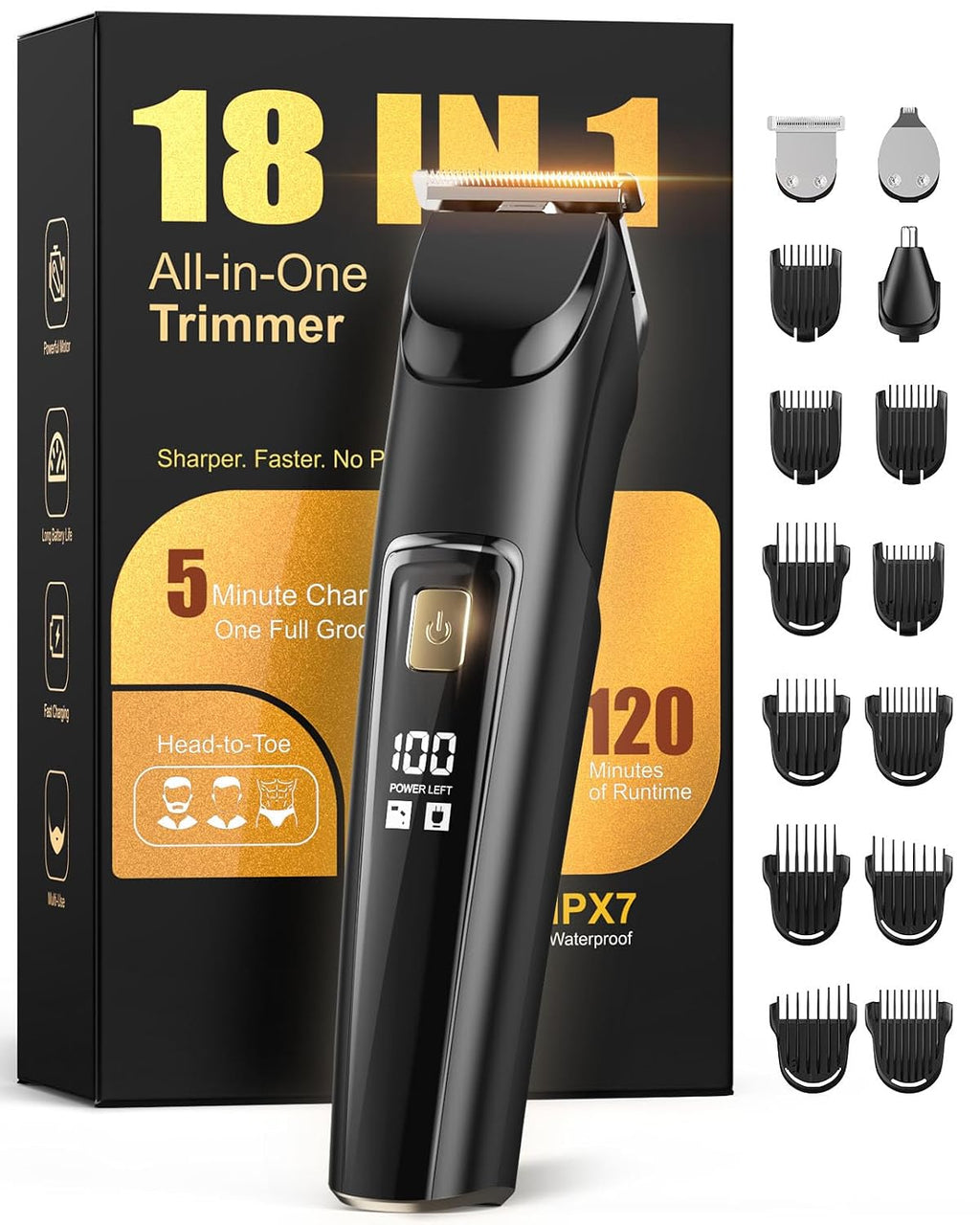 Beard Trimmer for Men, Cordless 18-in-1 Electric Razor & Hair Clipper,Gifts | Waterproof Mustache Grooming Kit, Rechargeable Beard Hair Nose Ear & Body Trimmer, Face Shaver, gift for men,husband & father