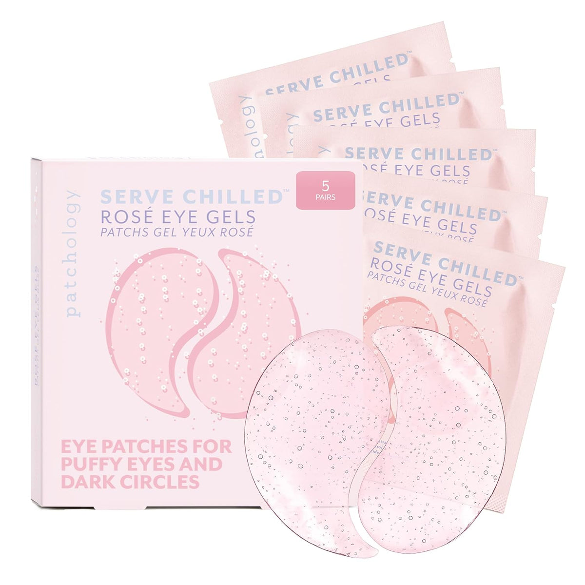Patchology Serve Chilled Ros̩ Hydrating Under Eye Patches ‰ÛÒ Hyaluronic Acid & Antioxidant-Infused Eye Masks to Reduce Dark Circles, Puffiness & Fine Lines - Ideal Skincare Essentials (5 Pairs)