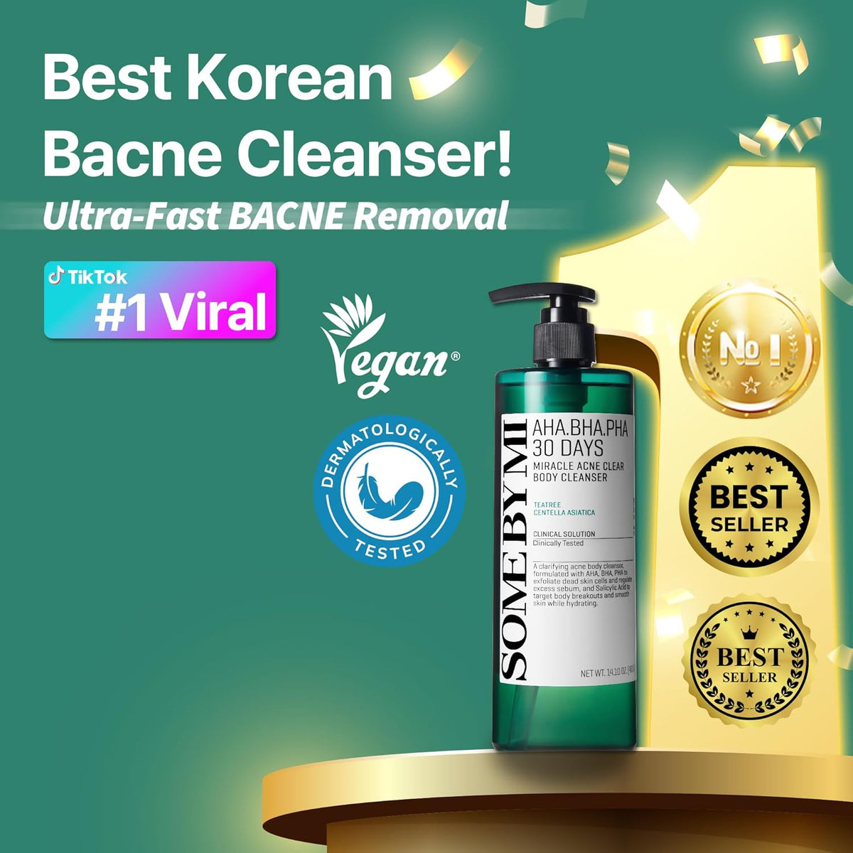 SOME BY MI AHA BHA PHA 30 Days Miracle Acne Clear Body Cleanser 13.5oz ‰ÛÒ Salicylic Acid & Tea Tree Acne Body Wash ‰ÛÒ Deep Cleansing, Sulfate & Paraben Free Korean Skin care