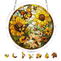 Acrylic Jigsaw Puzzle Suncatcher, Stained Glass Suncatcher Puzzle | Sunflower and Butterfly Sun Catcher Jigsaw Puzzle Window Hanging, Acrylic Puzzles Kit, Mothers Day Birthday Gifts, 7.87 Inch