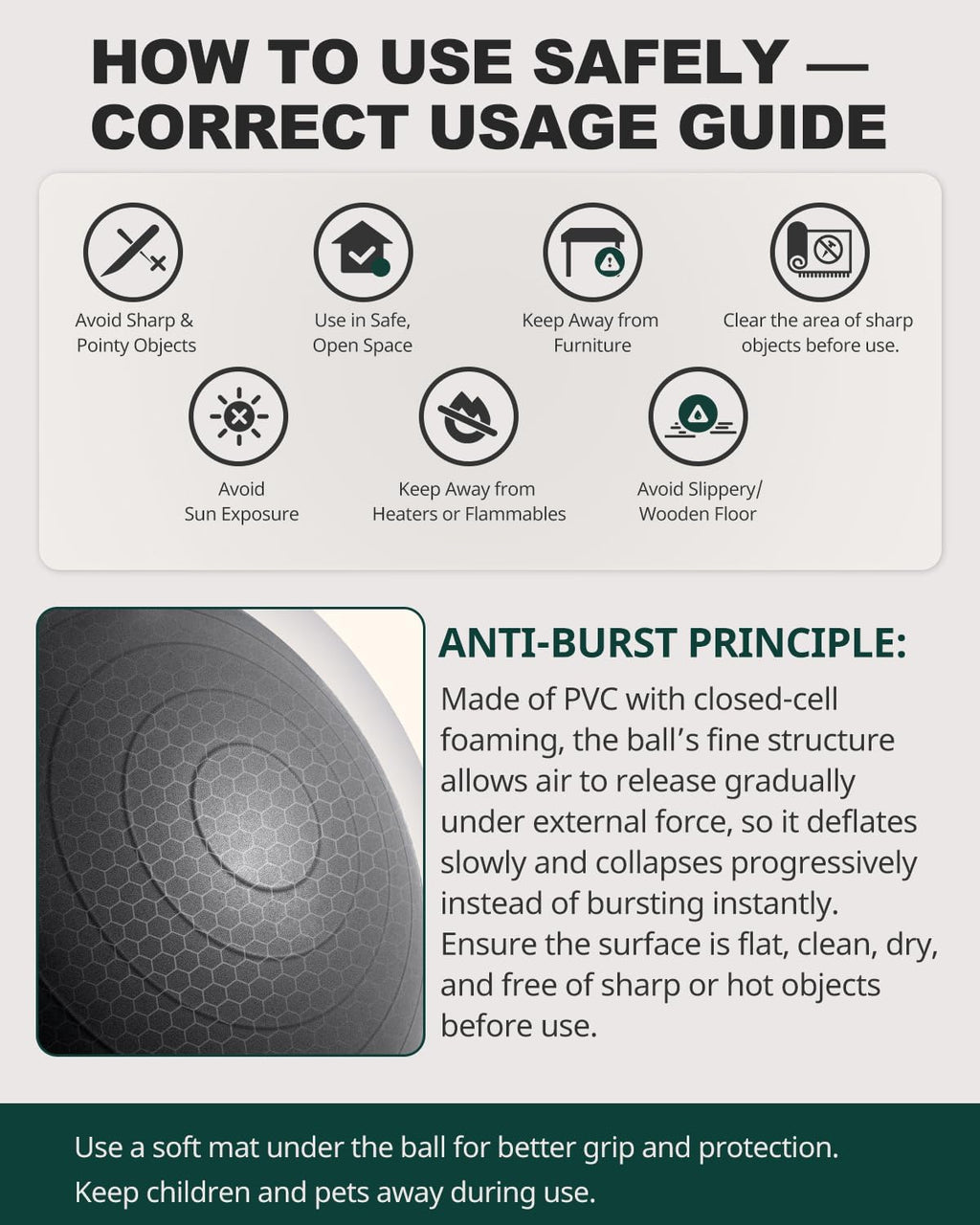 Trideer Exercise Ball for Yoga, Pilates & Fitness ‰ÛÒ Stability Ball Equipment for Home Gym & Office Chair, Core & Balance Training Accessories, Physical Therapy Equipment, Quick Pump Included, 5 Sizes