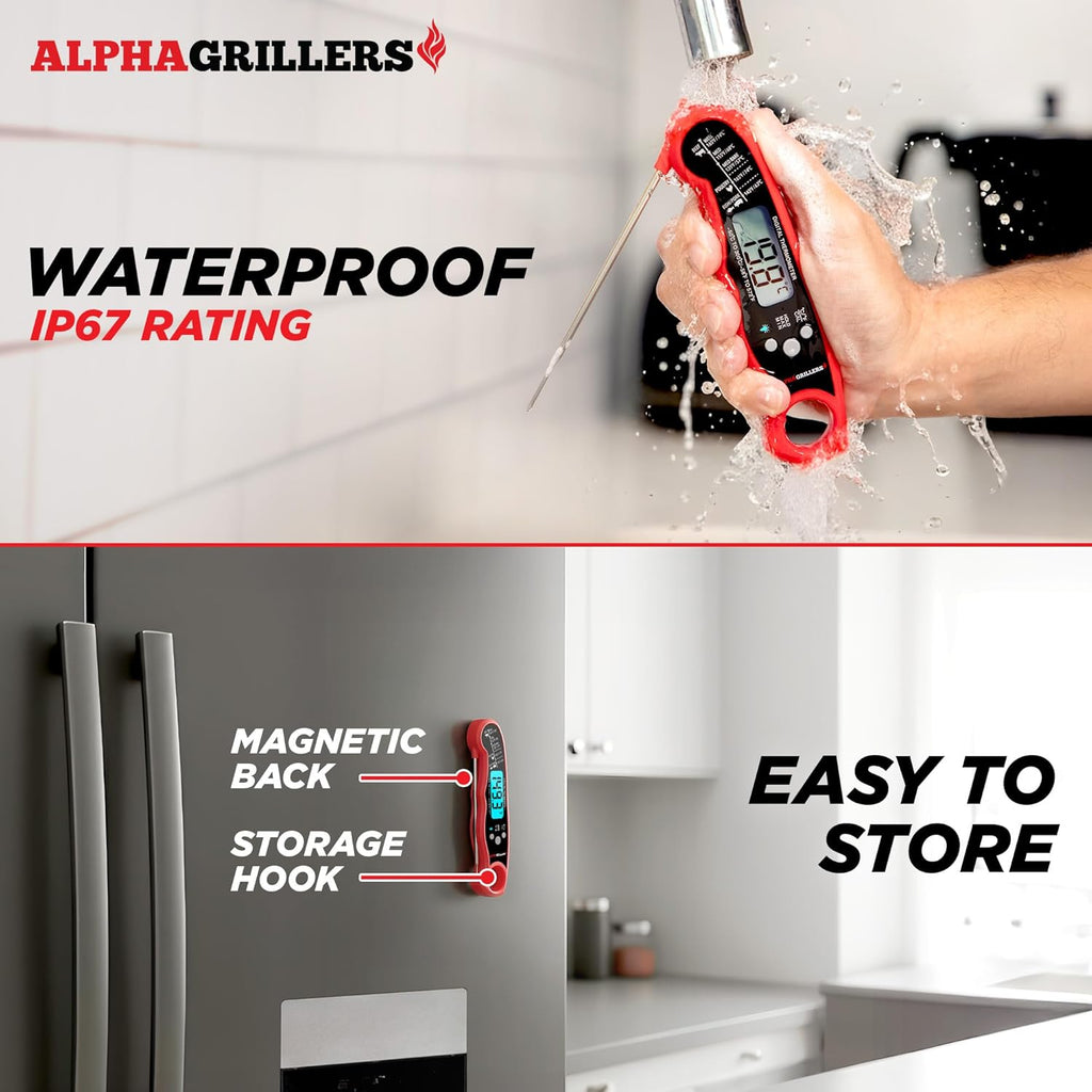 Alpha Grillers Meat Thermometer Digital ‰ÛÒ Instant Read Food Thermometer for Cooking & Grilling ‰ÛÒ Professional Kitchen Gifts for Men, Dad & Mom