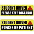 Student Driver Magnet for Car 2 Pack, Large Reflective 10x3.4 in | Please be patient new driver signs, weatherproof, stays on at highway speeds, removes clean, for teen and beginner drivers