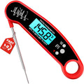 Meat Thermometer Digital, 1-2 Sec Instant Read, Food, Cooking, Grill | Bright Backlit Display, Waterproof for Air Fryer, Smoker, Candy, Kitchen Gadgets, BBQ Essentials, Gift for Men Husband, Red